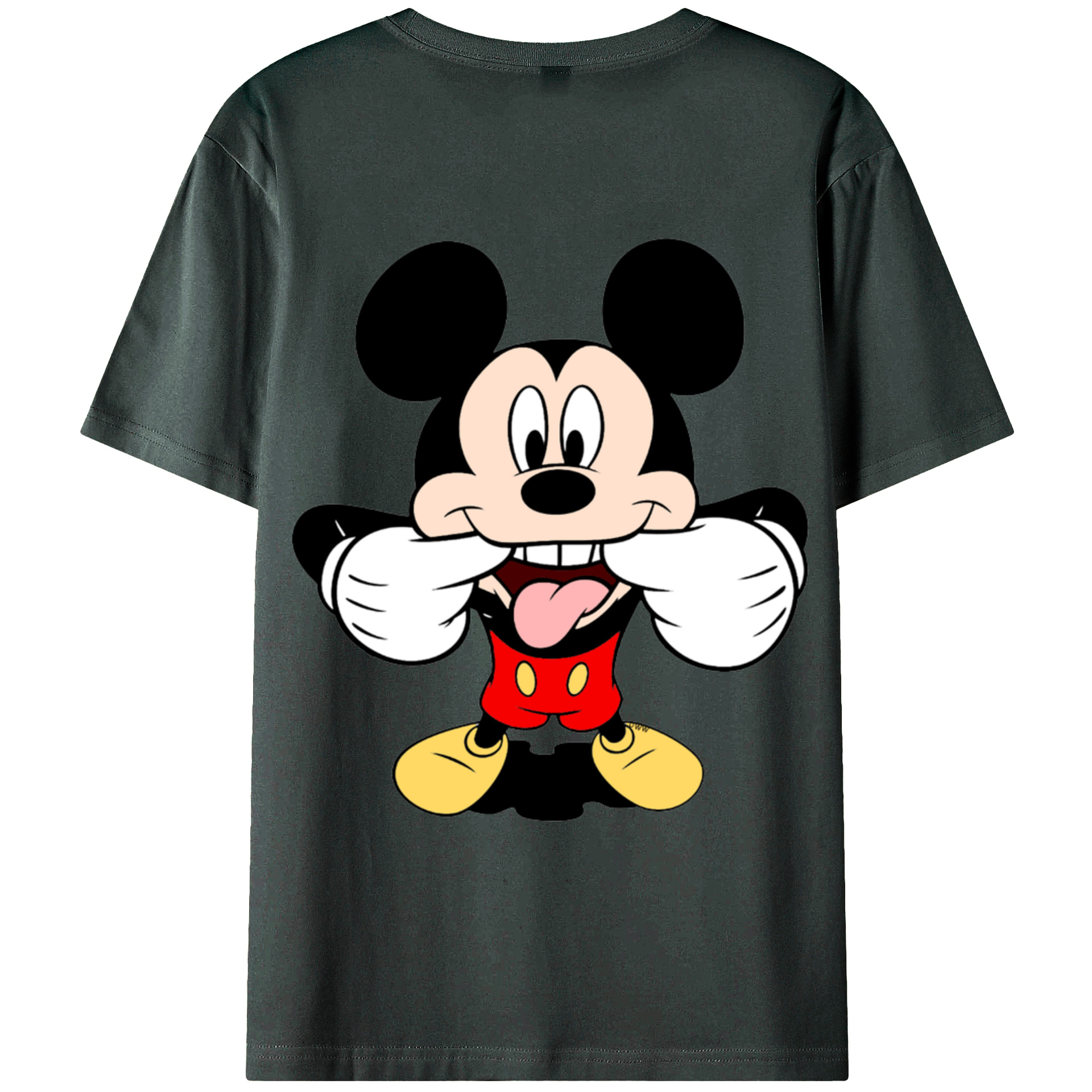 ミッキーマウス Mickey Mouse 綿100％ メンズ半袖Tシャツ（バックプリント） 通気性